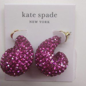 Kate Spade New Sparkly Shocking Pink Crescent Earrings